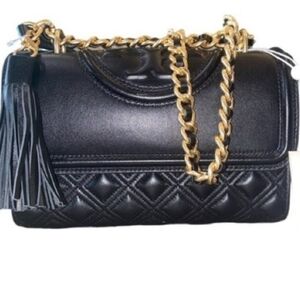 Tory Burch Quilted Leather Bag with Gold Chain
